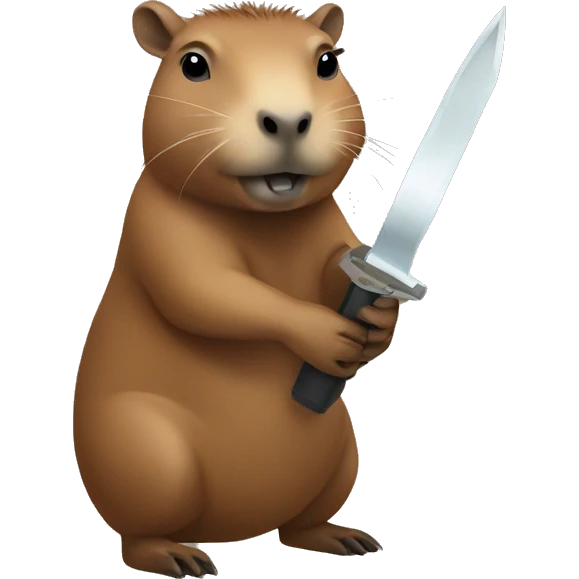 Capybara holding a switch blade emoji