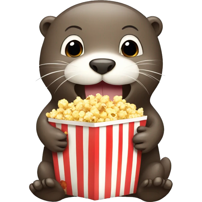 a cute otter eating popcorn emoji