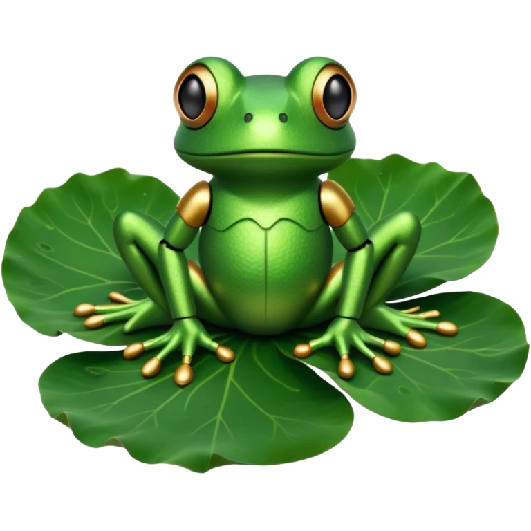 robot frog on lotus leaf emoji