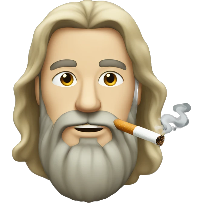 Long haired man with beard smoking a cigarette  emoji
