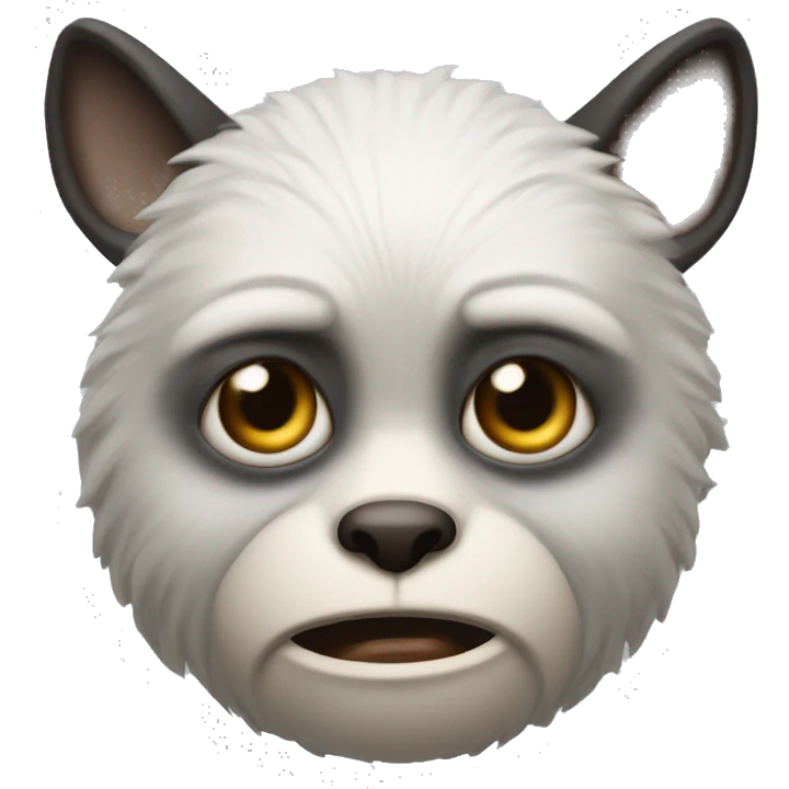 Un mapache de frente solo la cara con las ojeras bien marcadas emoji