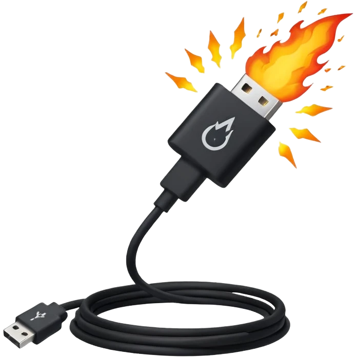 USB-C Cable with Explosion behind emoji