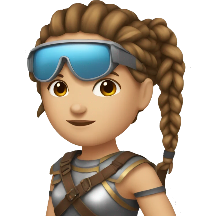 Girl gladiator with French braids, brown hair and sunglasses emoji
