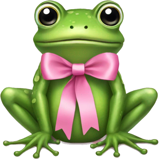 Frog wearing a pink ribbon emoji