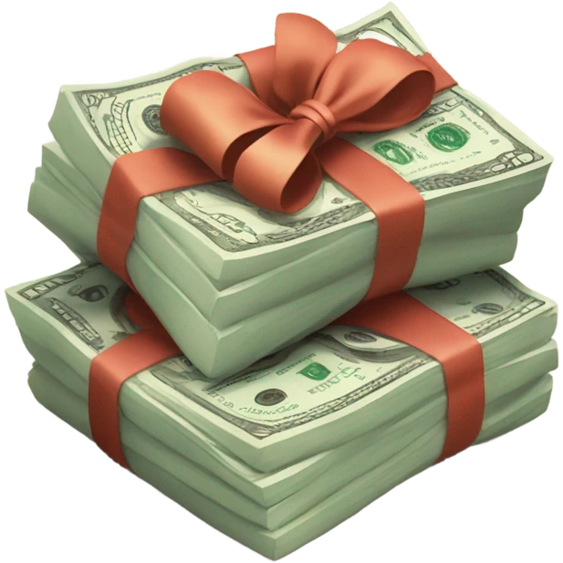 Stack of money tied with a bow emoji