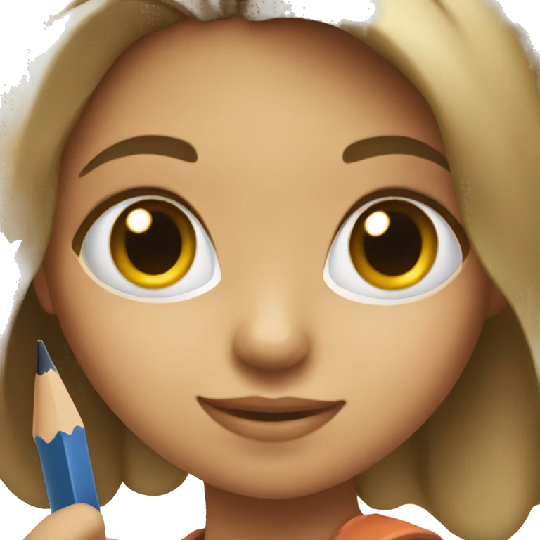 girl holding a pencil emoji