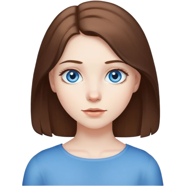 girl with pale skin, blue eyes, and shoulder length brown hair emoji