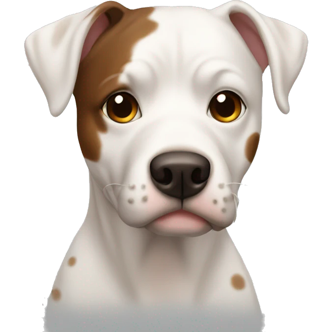 pit white with brown spots and one spot is on the eye  emoji