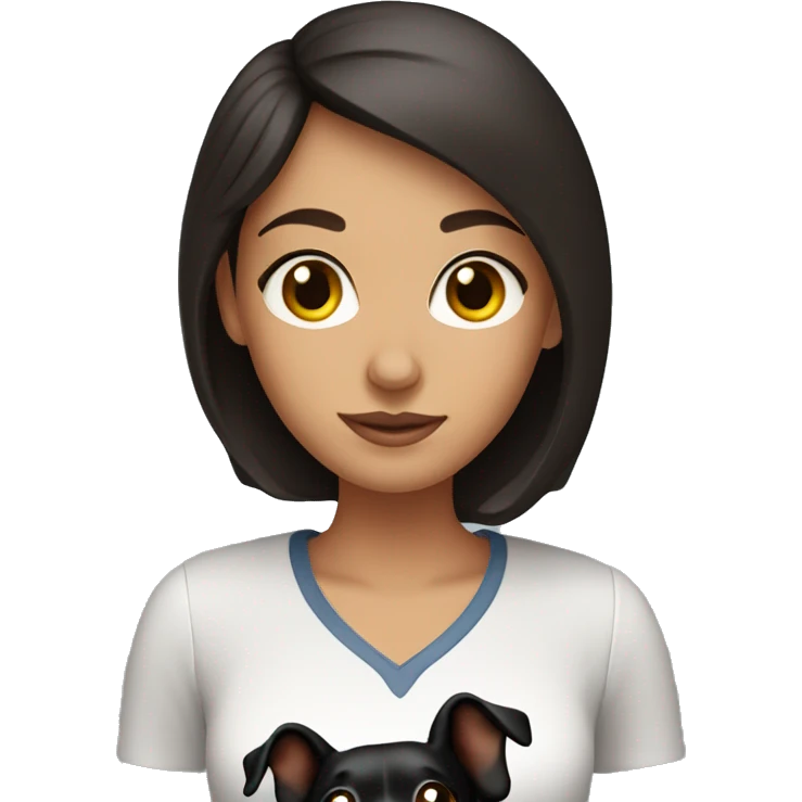 Brunette girl with black sausage dog emoji