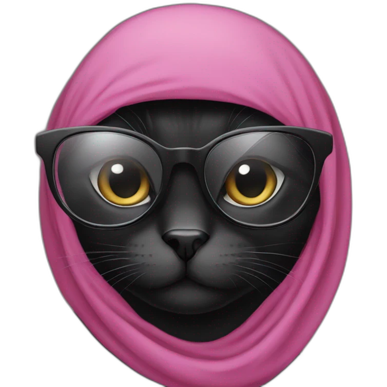 black-cat-with-glasses-wearing-hijab emoji