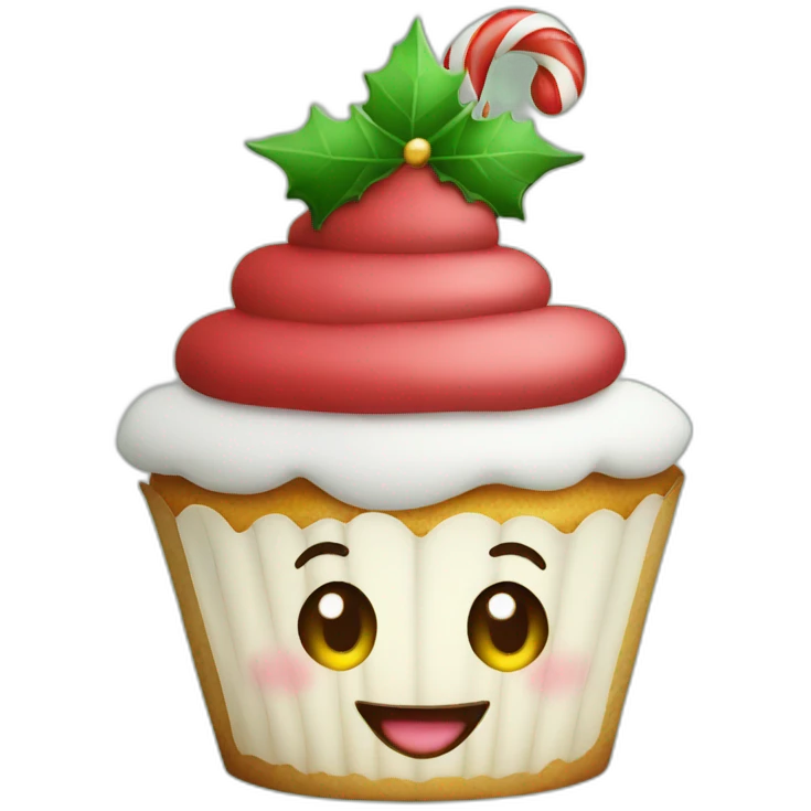 Happy Christmas cupcake emoji