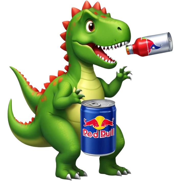 Dinosaur with red bull emoji
