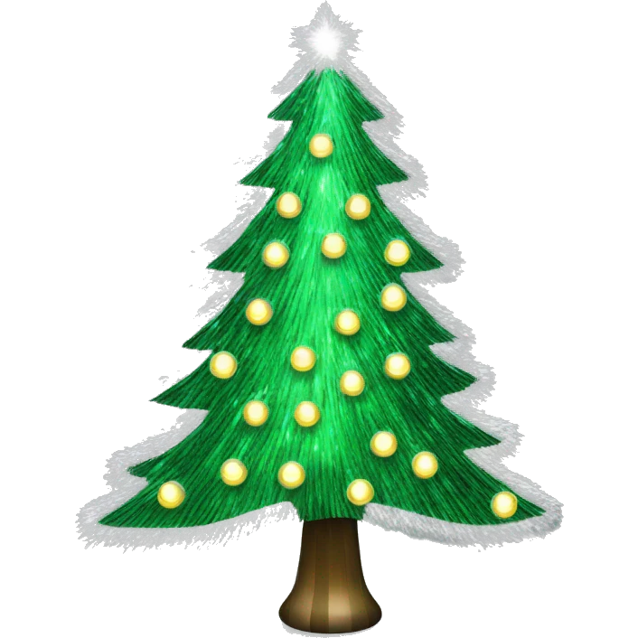 Silver Tinsel green Christmas tree lights  emoji