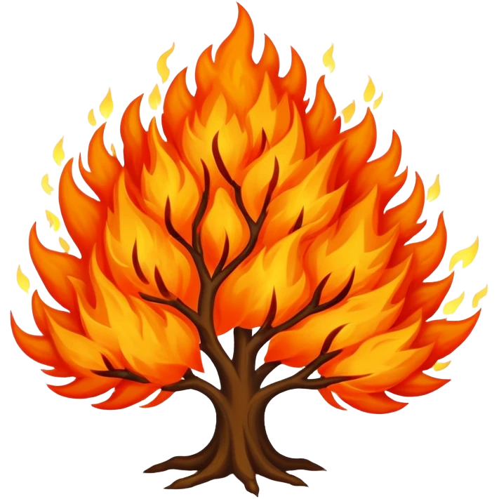 Burning bush with bright orange flames emoji