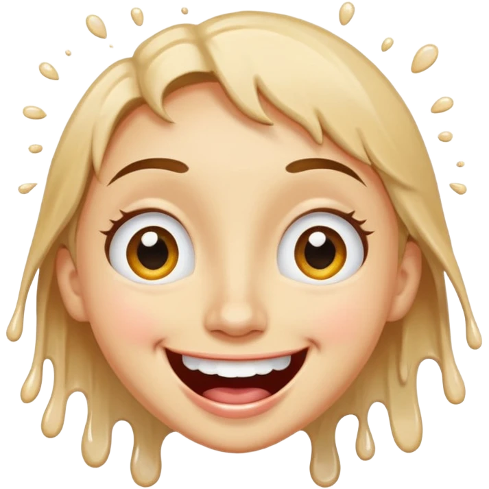 A joyful face with wide eyes and a big smile, tears of laughter flowing. The face radiates positive energy, surrounded by vibrant splashes in dynamic brush strokes. emoji