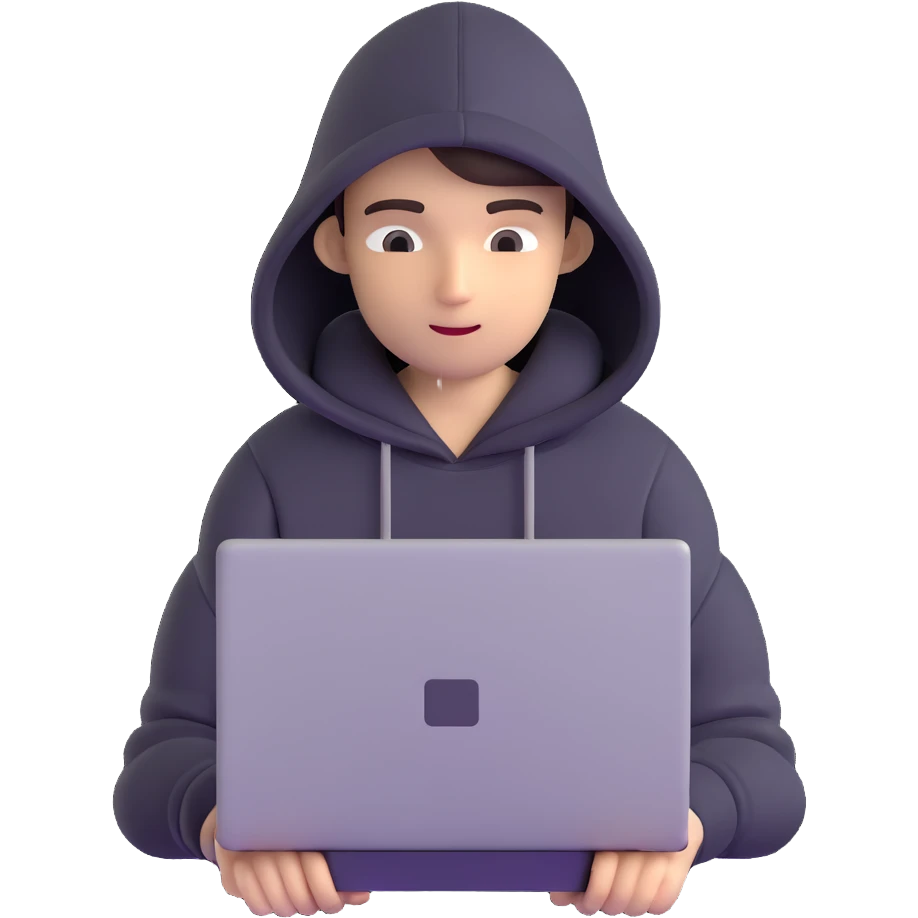 hacker with laptop wearing hoodie emoji