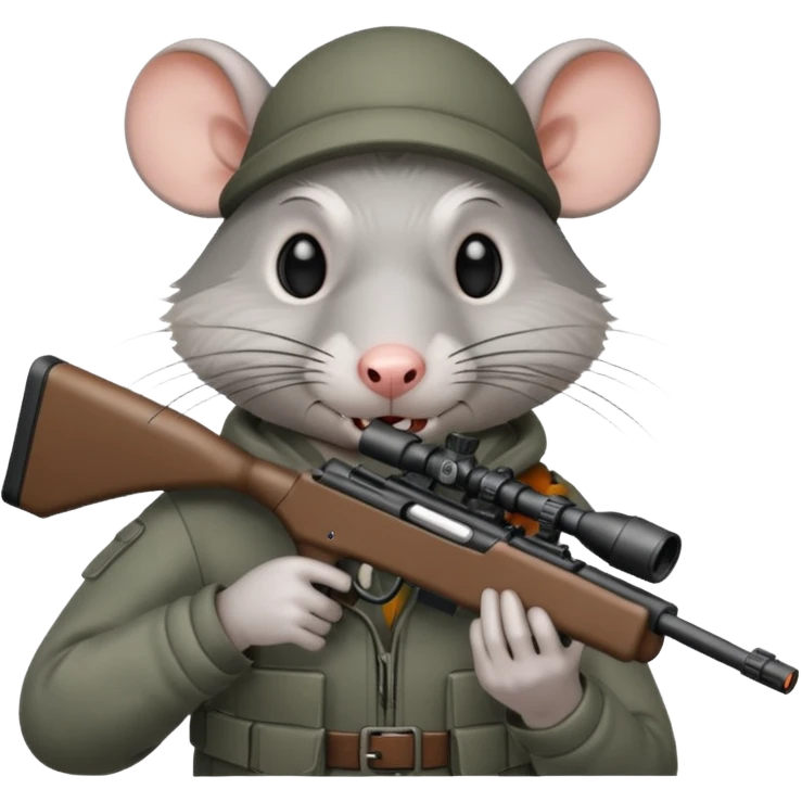 a crazed rat holding a sniper rifle emoji