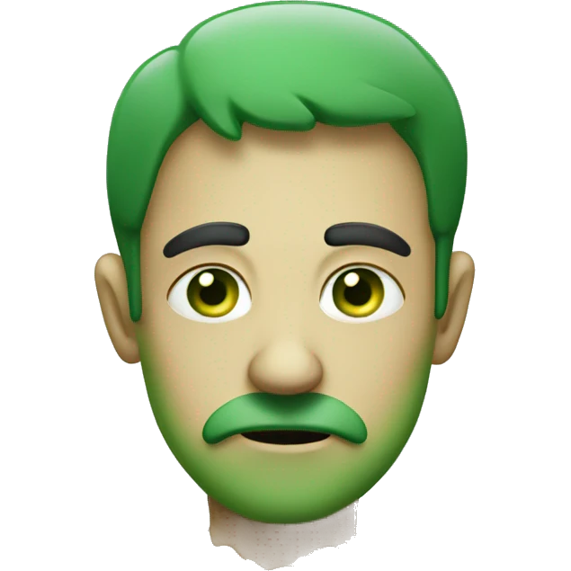 A sad man that is emitting a green misty odor emoji