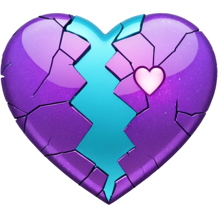 glitter cian and purple broken heart emoji