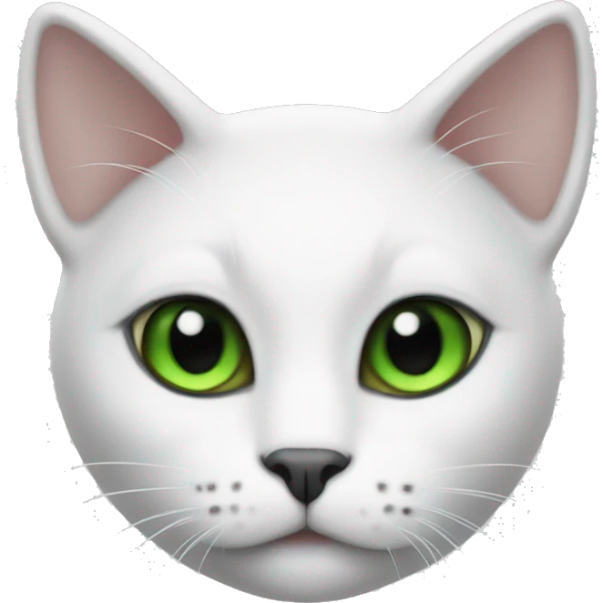 a white cat with black ears and green eyes emoji