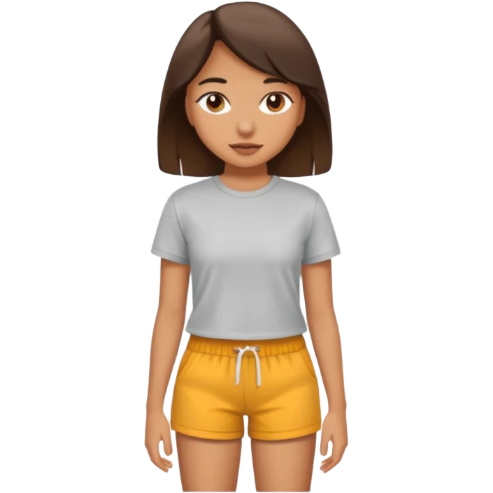 Girl wearing t shirt and shorts emoji
