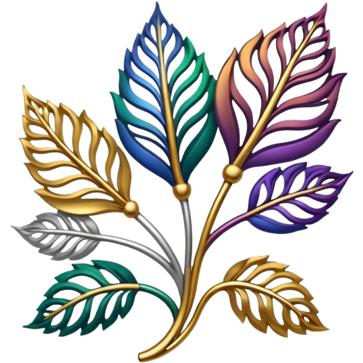 dark rainbow filigree design, leaf shapes, flower shapes, nature shapes emoji
