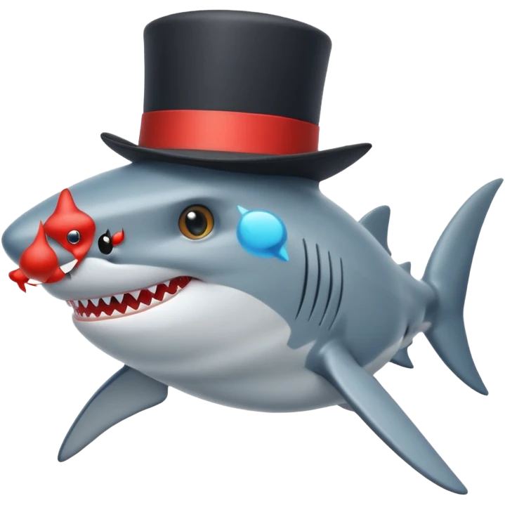 Shark with a top hat emoji