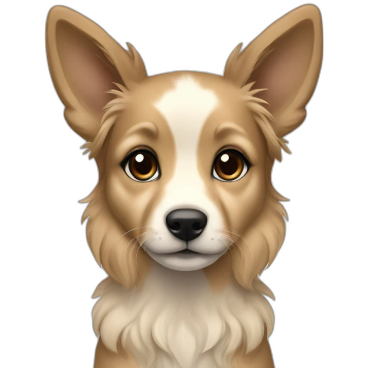 brie shepherd fawn puppy dark blonde and black face long hair emoji