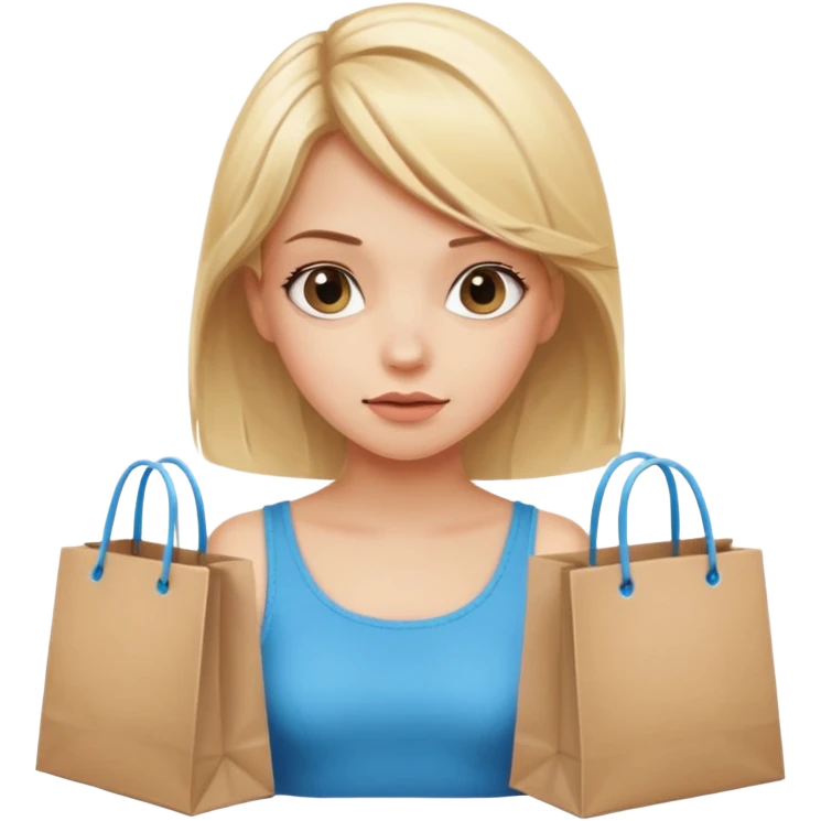 Cozy girl looking left and right between two shopping bags, playful puzzled expression — can’t decide between two options emoji