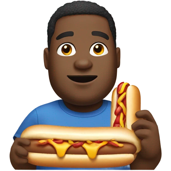Fat black guy eating a hot dog emoji