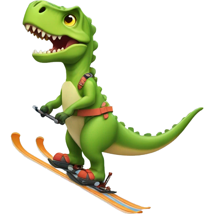 Dino skiing emoji