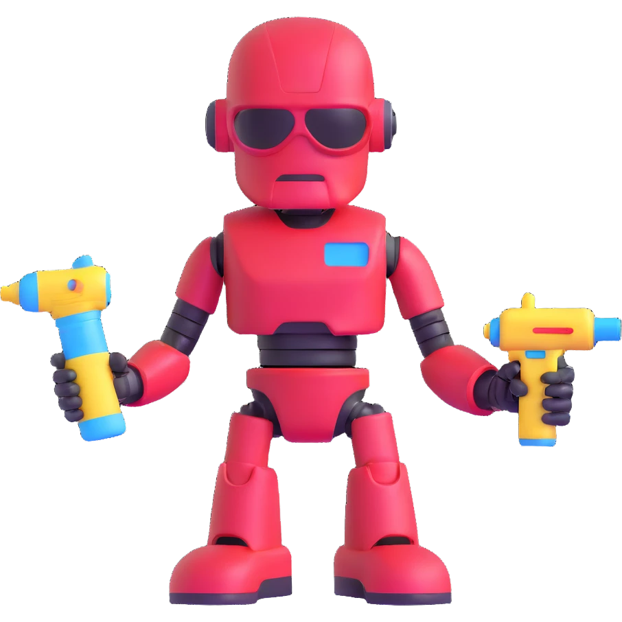 Terminator robot with water gun at Thai Songkran water festival emoji