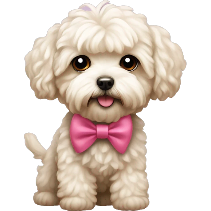 a maltipoo with a bow emoji