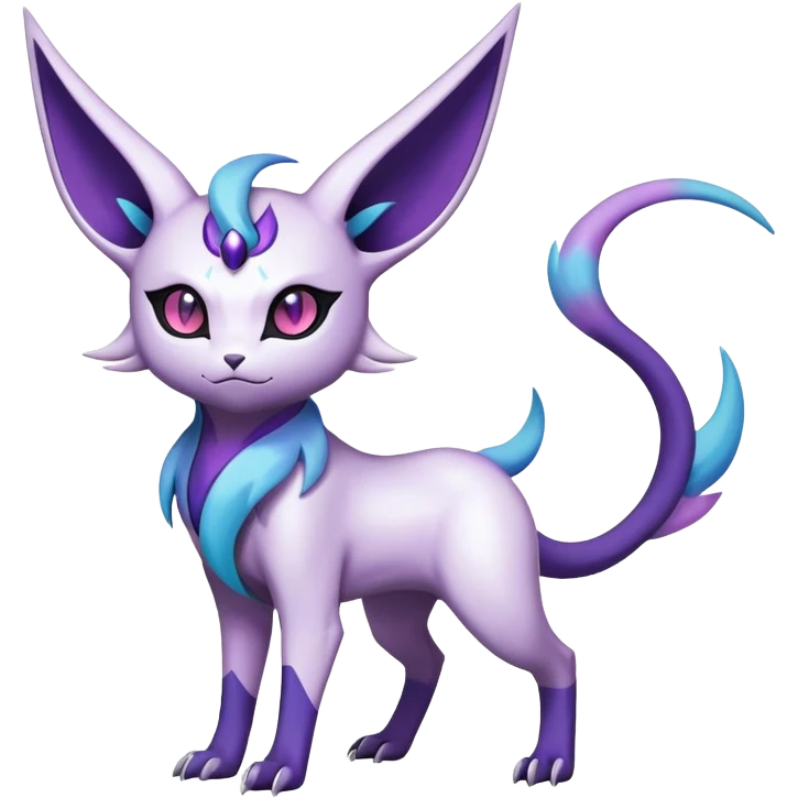 Shiny Exotic Badass Mysterious Gothic Colorful Espeon-Absol-Pokémon-Fakémon-hybrid-creature (full body) emoji