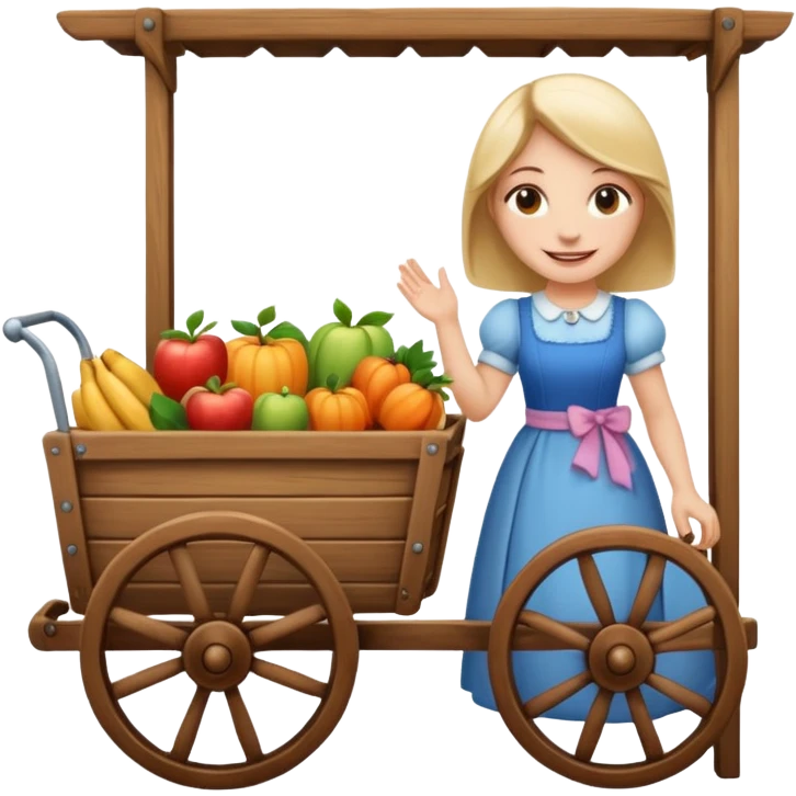 a lady standig near to a cart emoji
