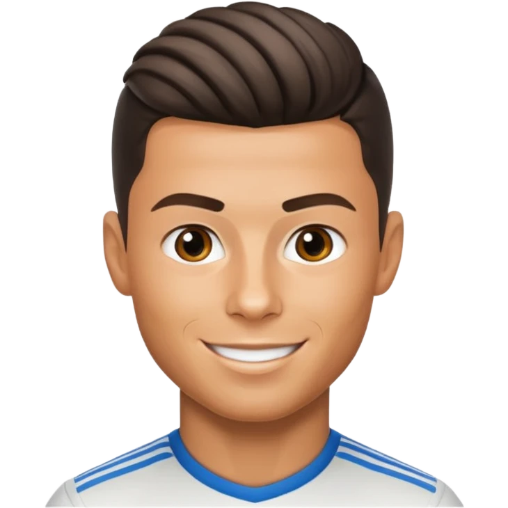 Cristiano Ronaldo apple style emoji, signature hairstyle, confident smile emoji