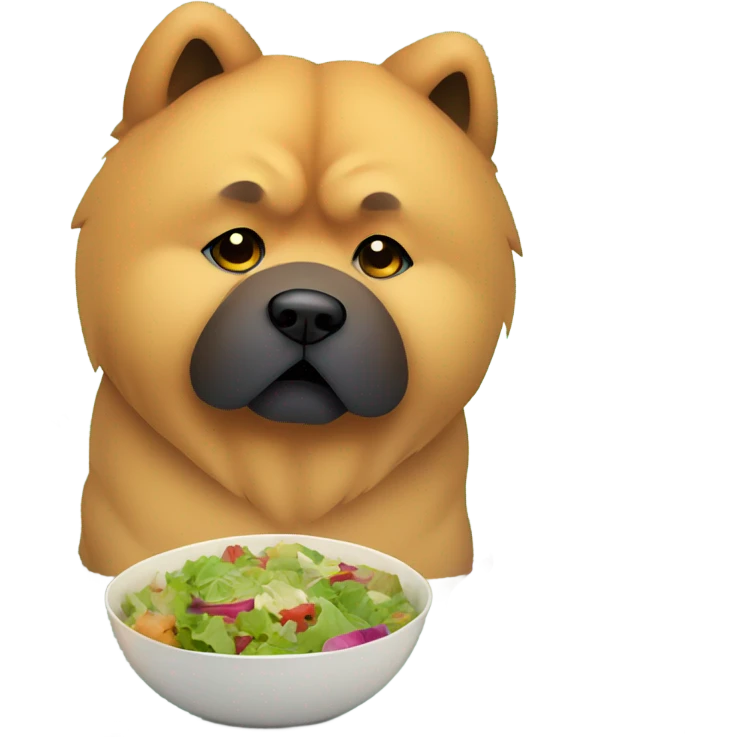 chow chow looking at salad sadly emoji
