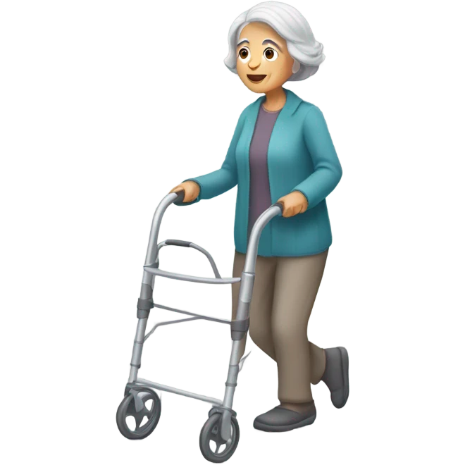 Old lady using a walker emoji