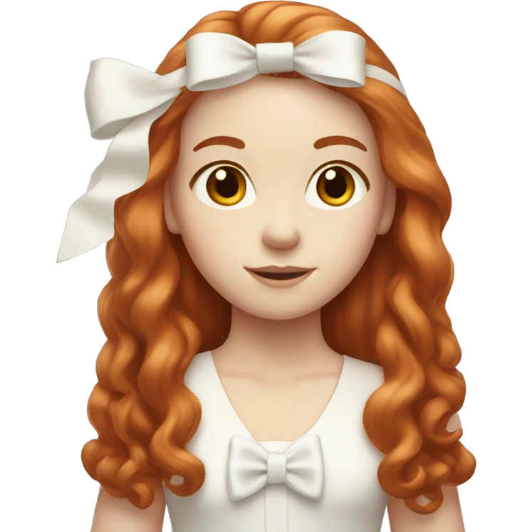 Red-haired girl with long hair and a white bow in hair with pale skin emoji
