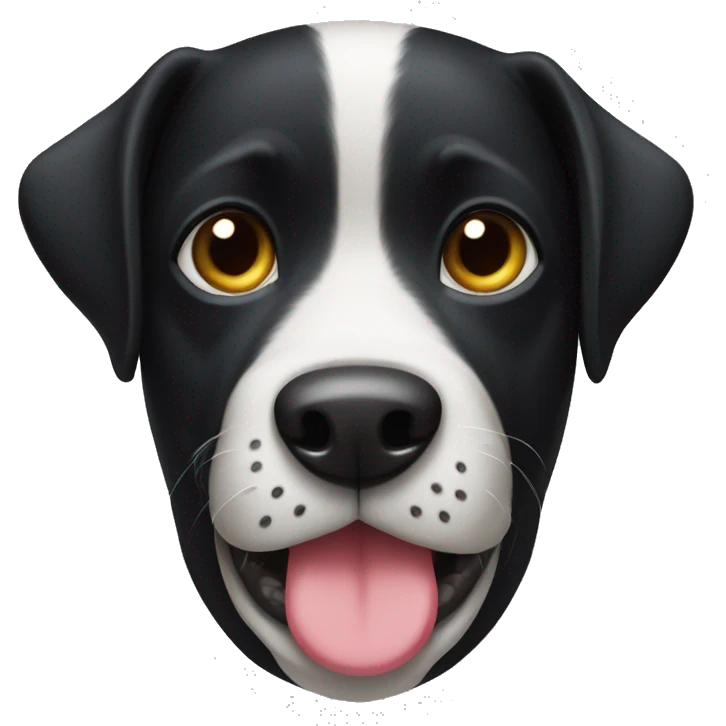 Black dog with white belly with sock in his mouth  emoji