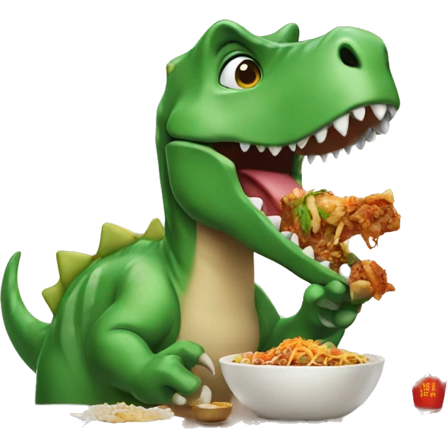 Dinosaur eating Chinese food  emoji