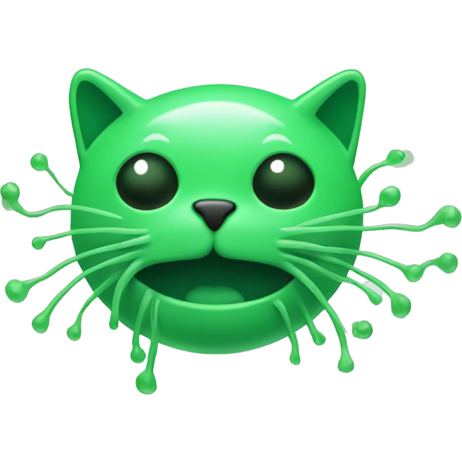 green microorganims shaped like a very filine cat emoji