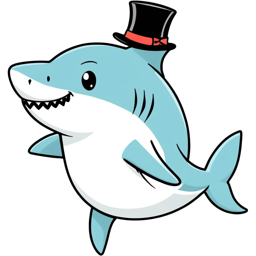 Shark with a top hat emoji