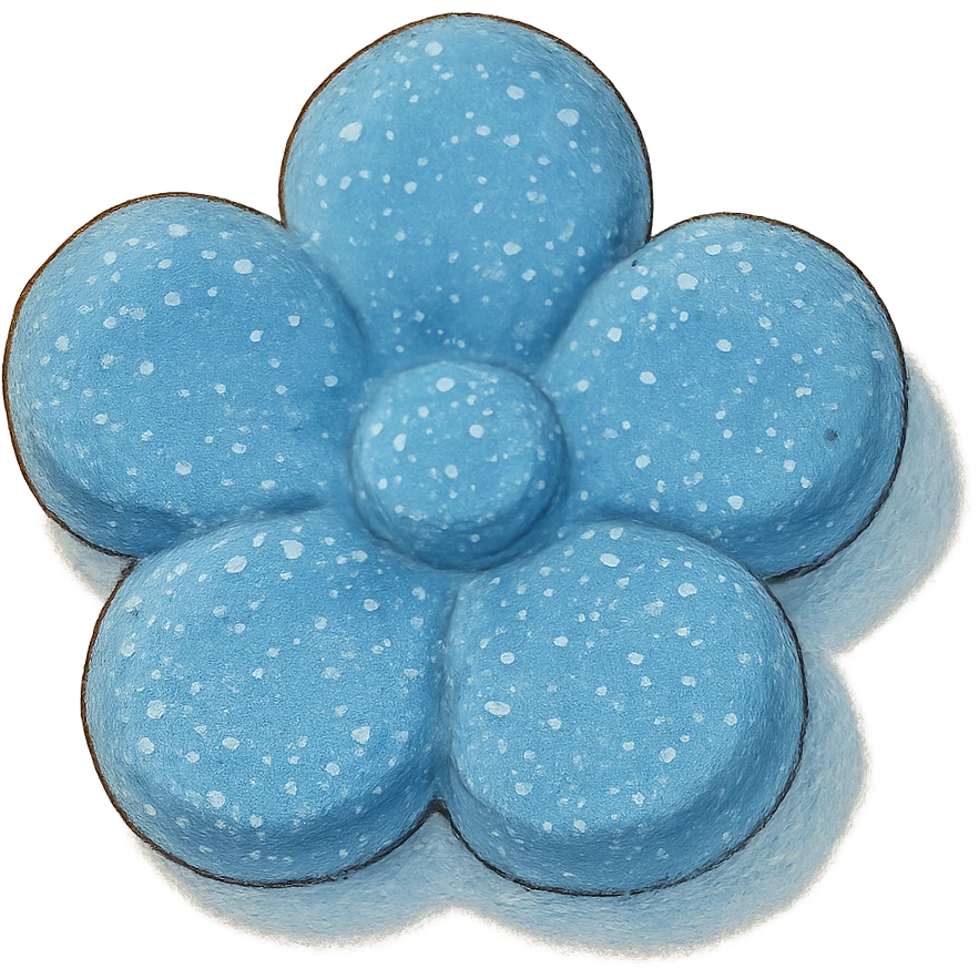 blue flower-shaped candy, isolated on a transparent background, ghibli style emoji