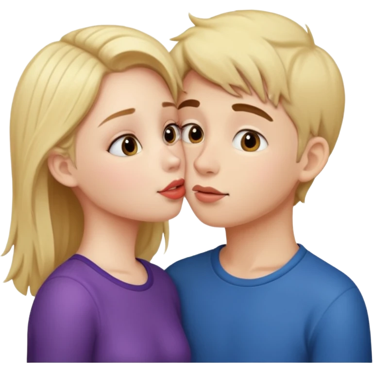 A cute girl kissing a boy  emoji