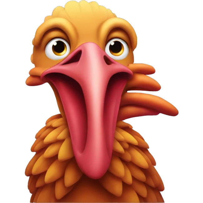 Rubber turkey with a very long droopy and curved neck  emoji