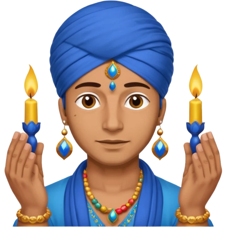 diwali man with blue turban and diwali emoji