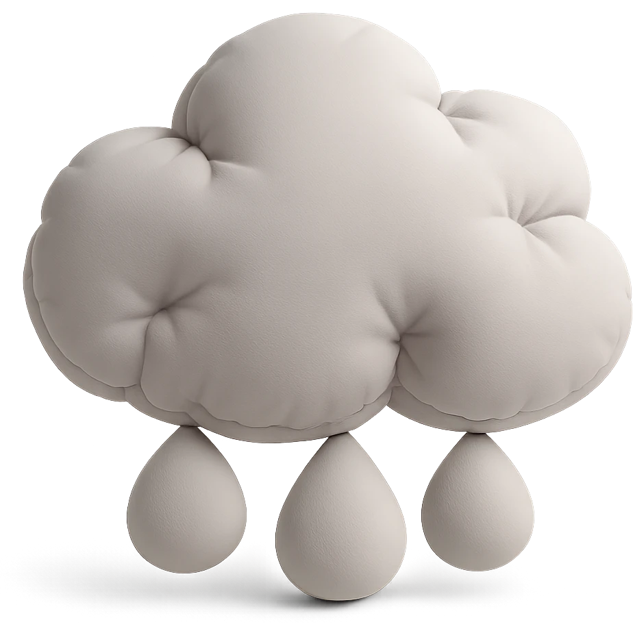 cloud with large round hailstones, cushion style, soft plush look emoji