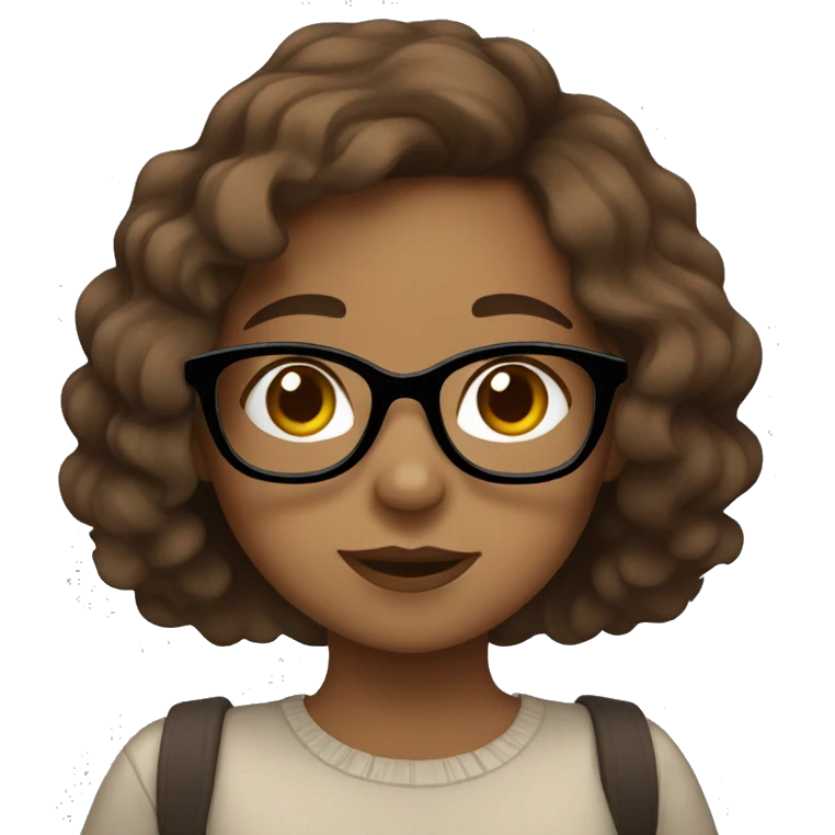 Girl with glasses Wavy brown hair holding a color palette emoji