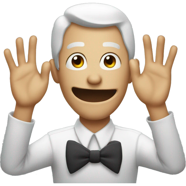 Mischievous evil man with hands infront of face emoji